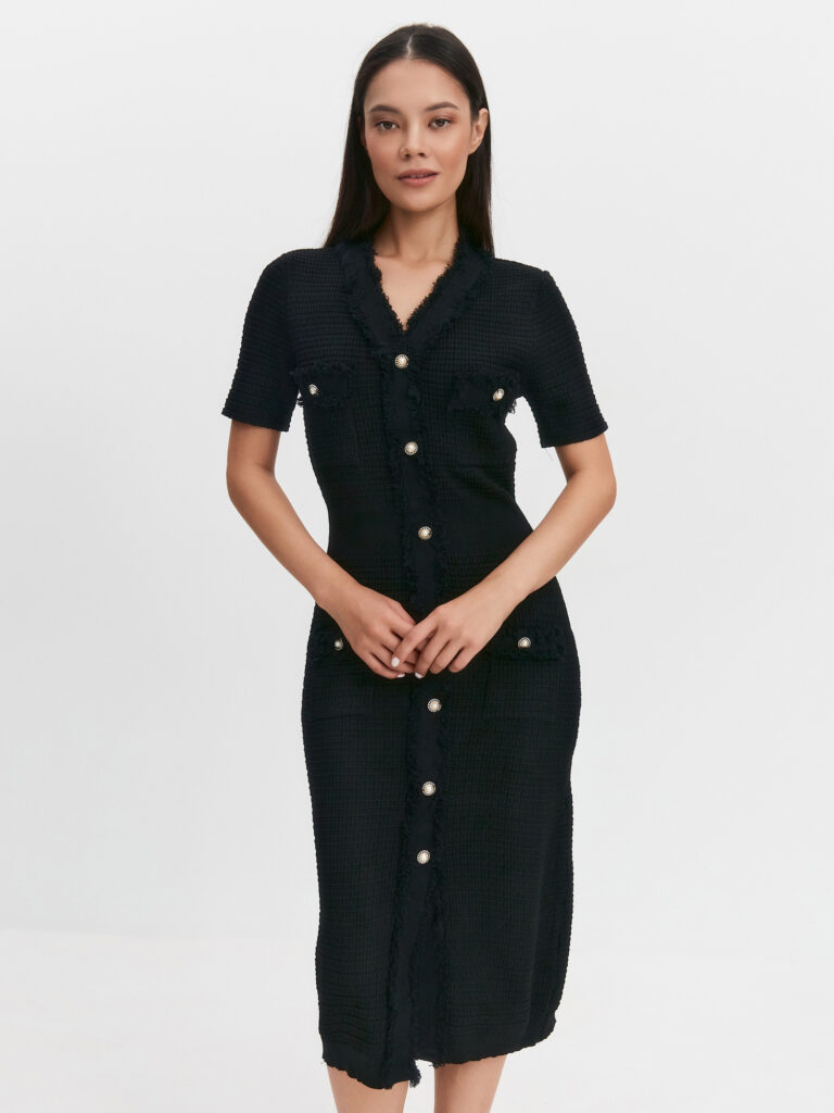 Платье с коротким рукавом на пуговицах