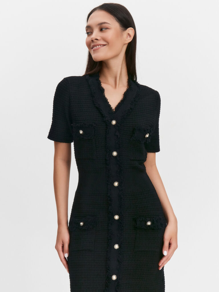 Платье с коротким рукавом на пуговицах