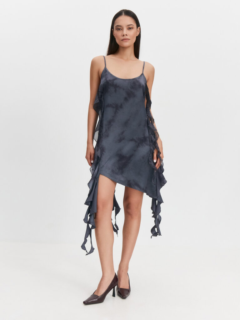 Платье мини с рюшами